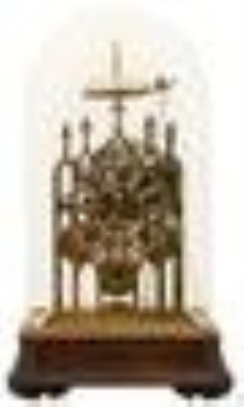 English Double Fusee Skeleton Clock with Dome