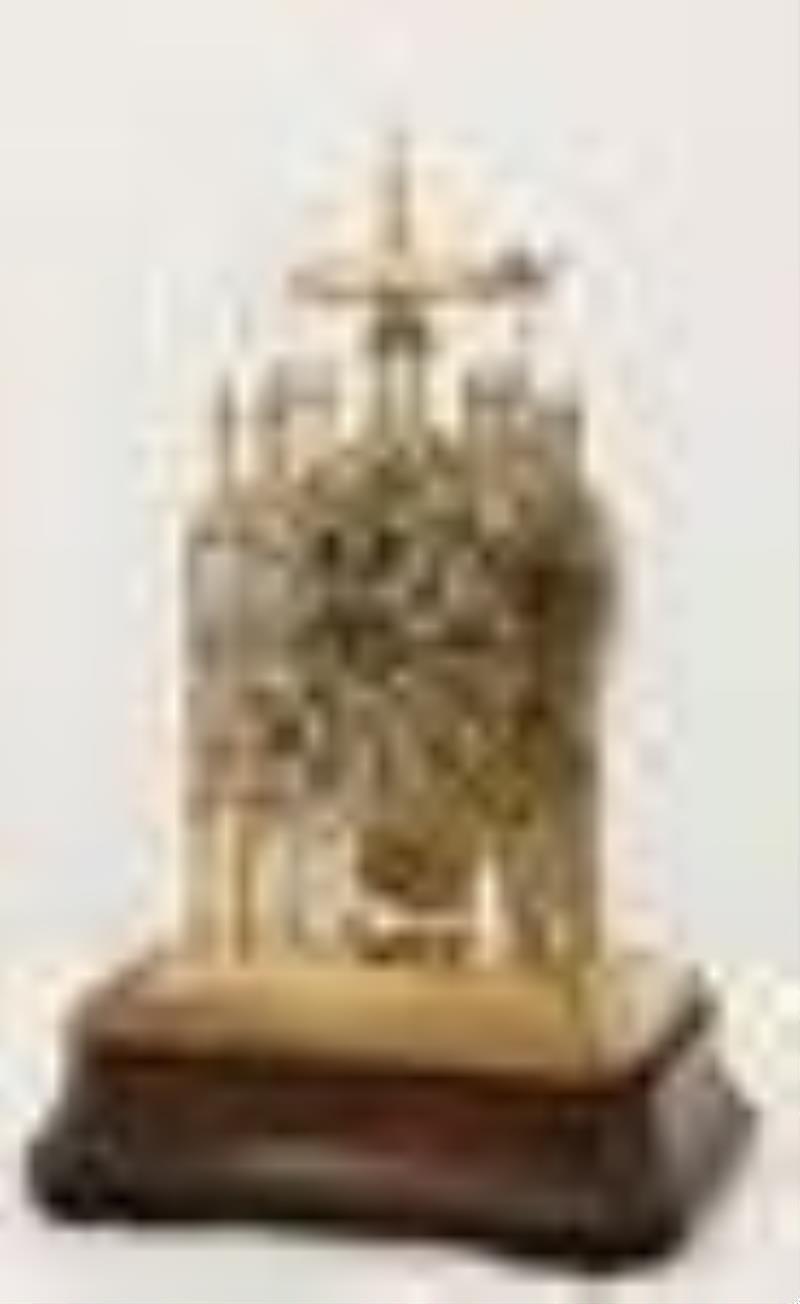 English Double Fusee Skeleton Clock with Dome