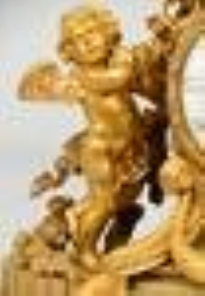 Louis XVI Style Gilt Bronze Figural Mantel Clock
