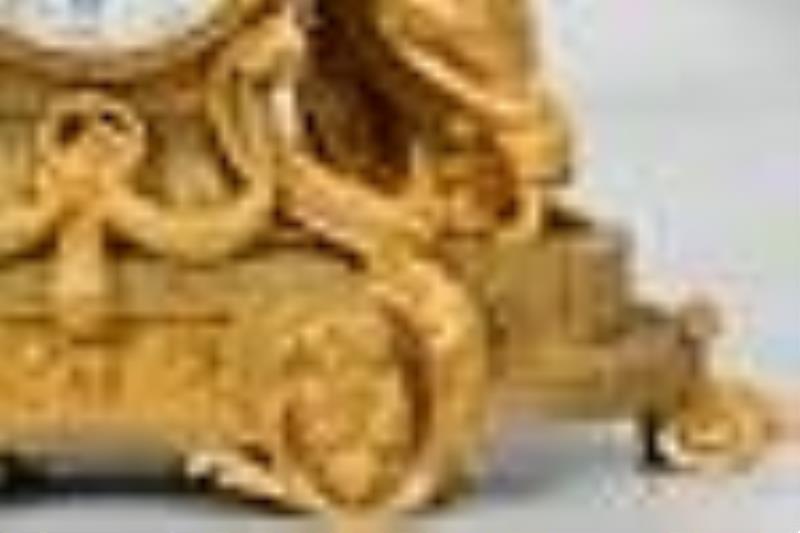 Louis XVI Style Gilt Bronze Figural Mantel Clock
