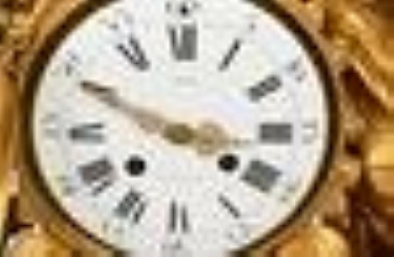 Louis XVI Style Gilt Bronze Figural Mantel Clock