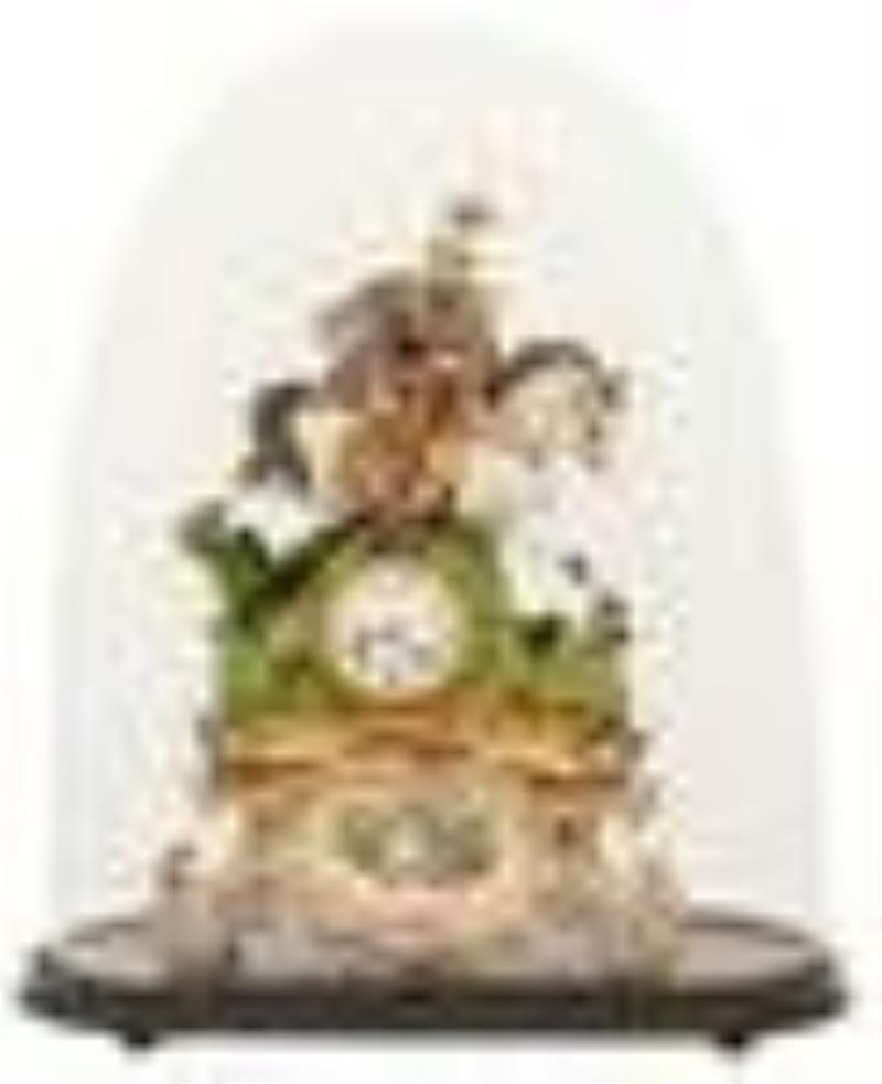 French Porcelain Silk Thread Mantel Clock with Dome
