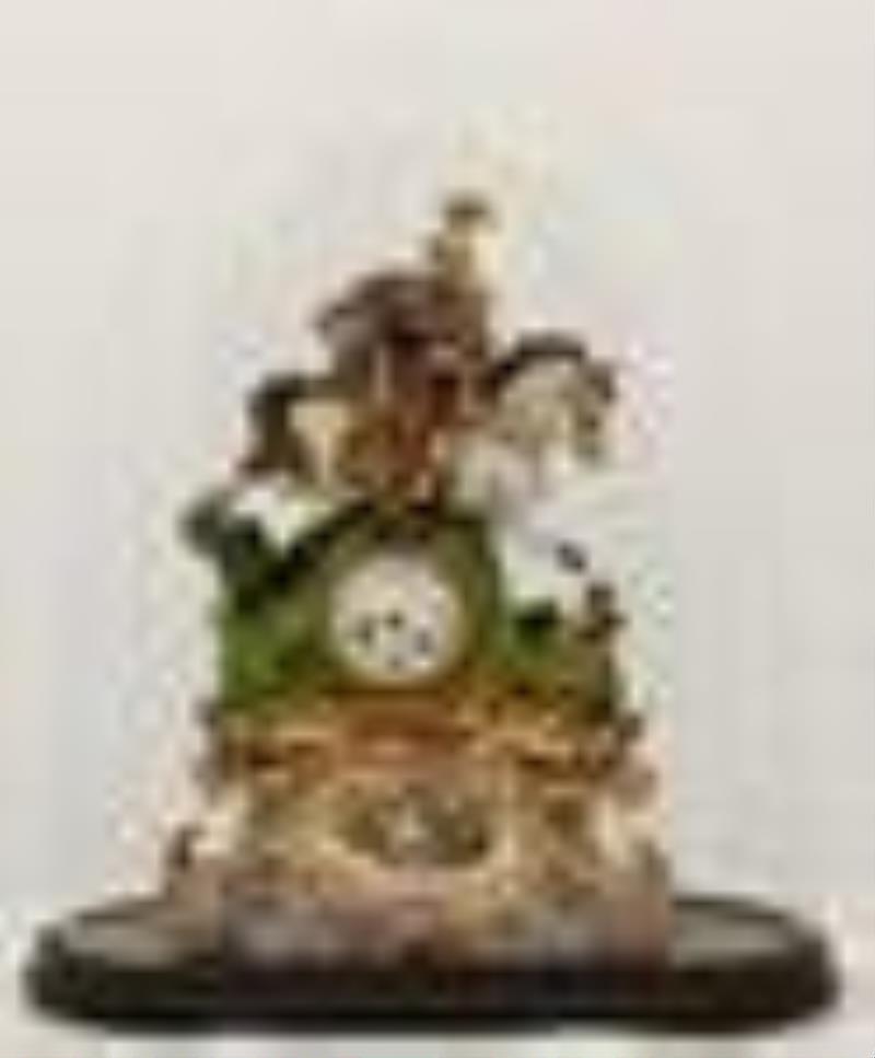 French Porcelain Silk Thread Mantel Clock with Dome