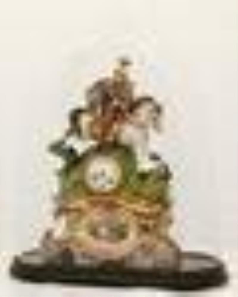 French Porcelain Silk Thread Mantel Clock with Dome