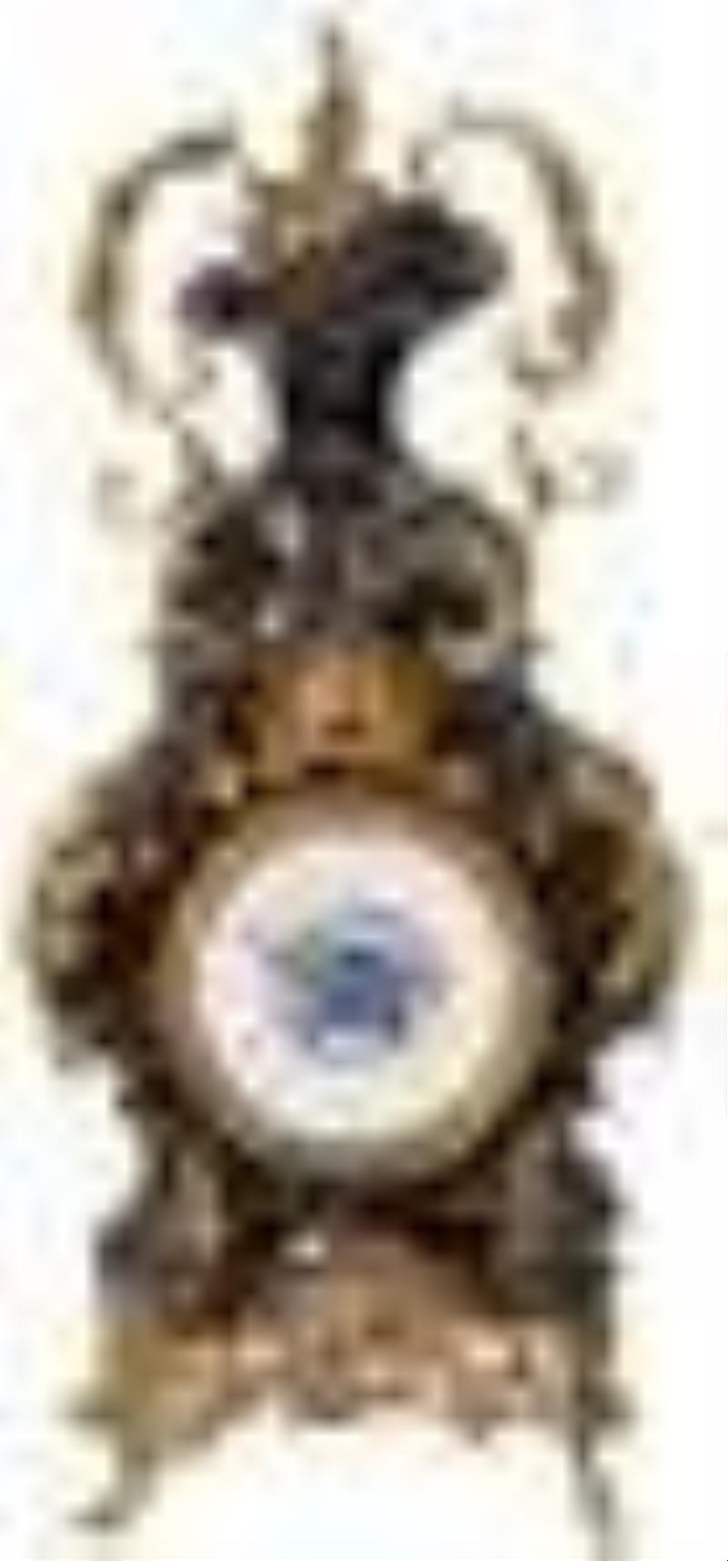 Gustav Becker Gilt Bronze Mounted Porcelain Shelf Clock