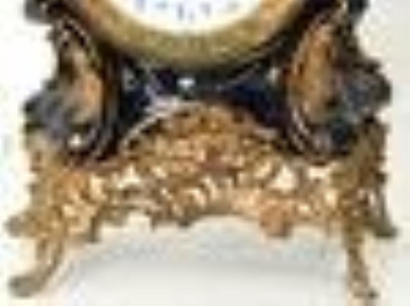 Gustav Becker Gilt Bronze Mounted Porcelain Shelf Clock