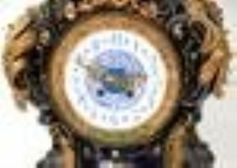 Gustav Becker Gilt Bronze Mounted Porcelain Shelf Clock