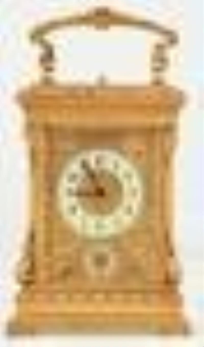 French Gilt Brass Repeating Carriage Clock