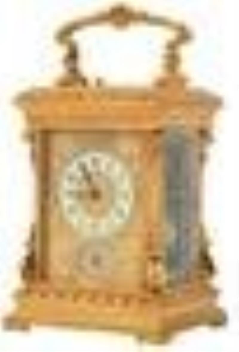 French Gilt Brass Repeating Carriage Clock