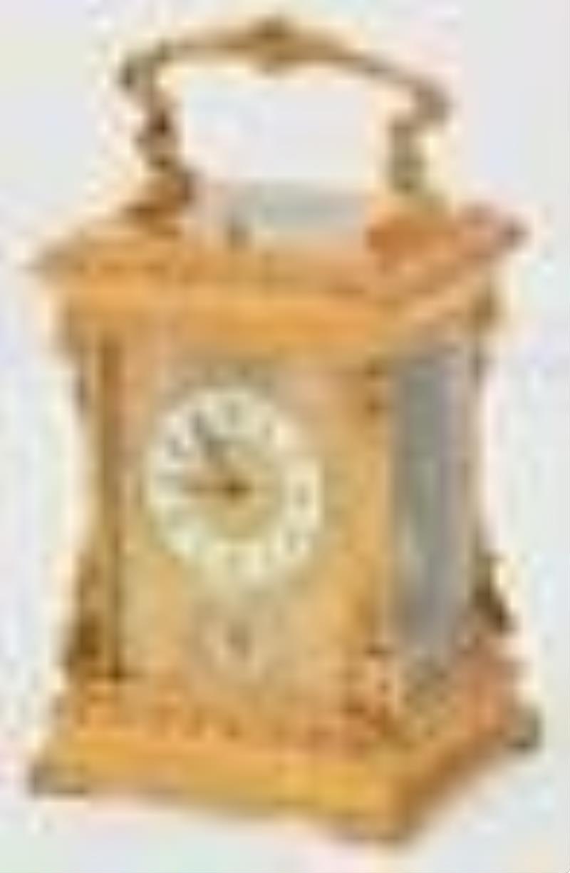 French Gilt Brass Repeating Carriage Clock
