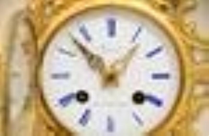 French Bronze & Marble Silk Thread Mantel Clock