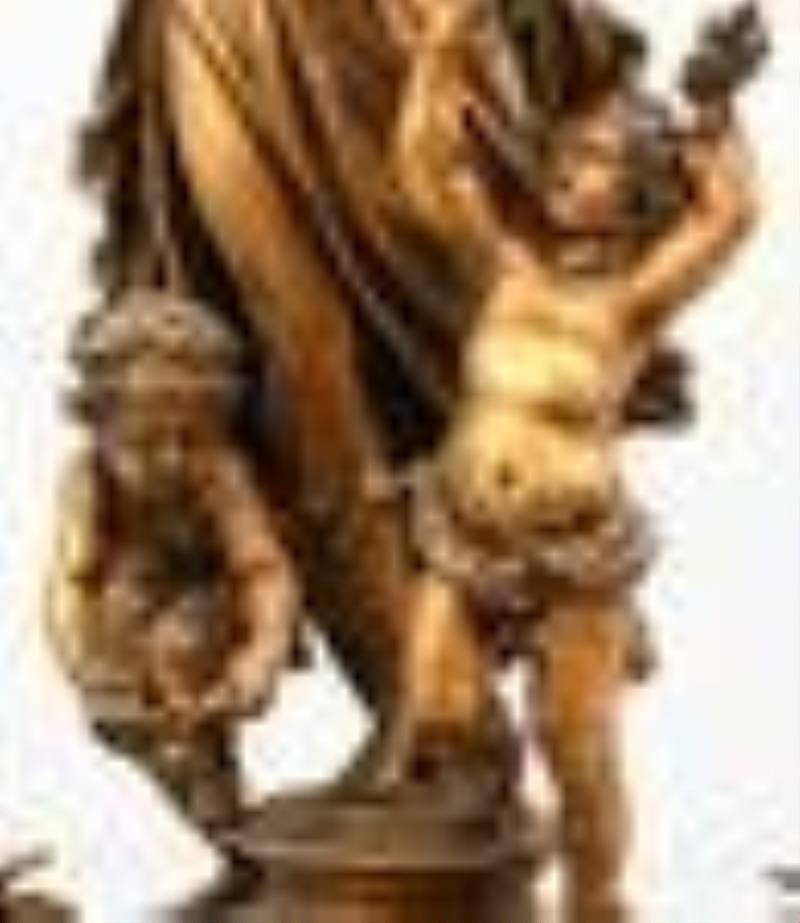 French Gilt Metal Figural Mantel Clock