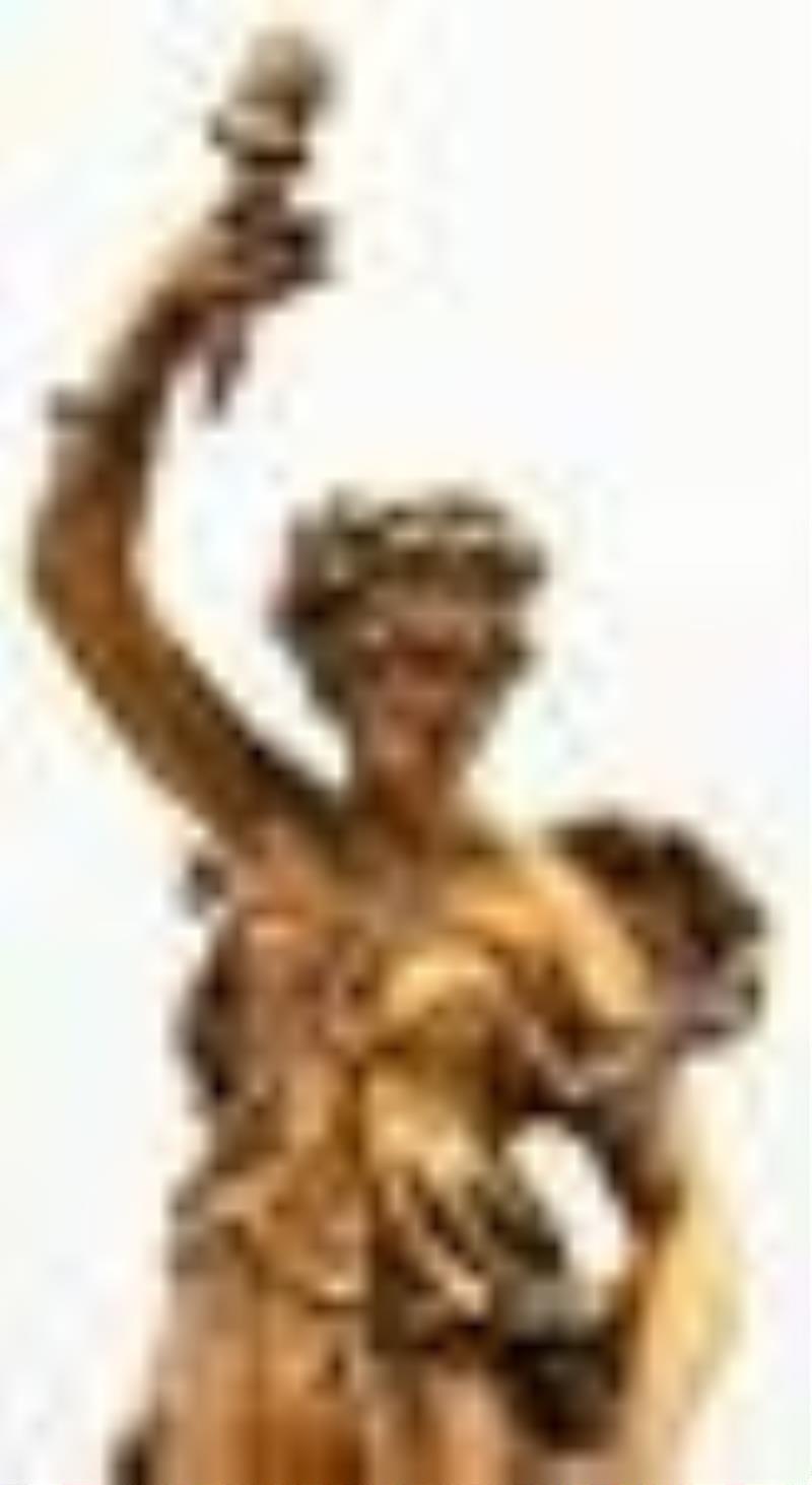 French Gilt Metal Figural Mantel Clock