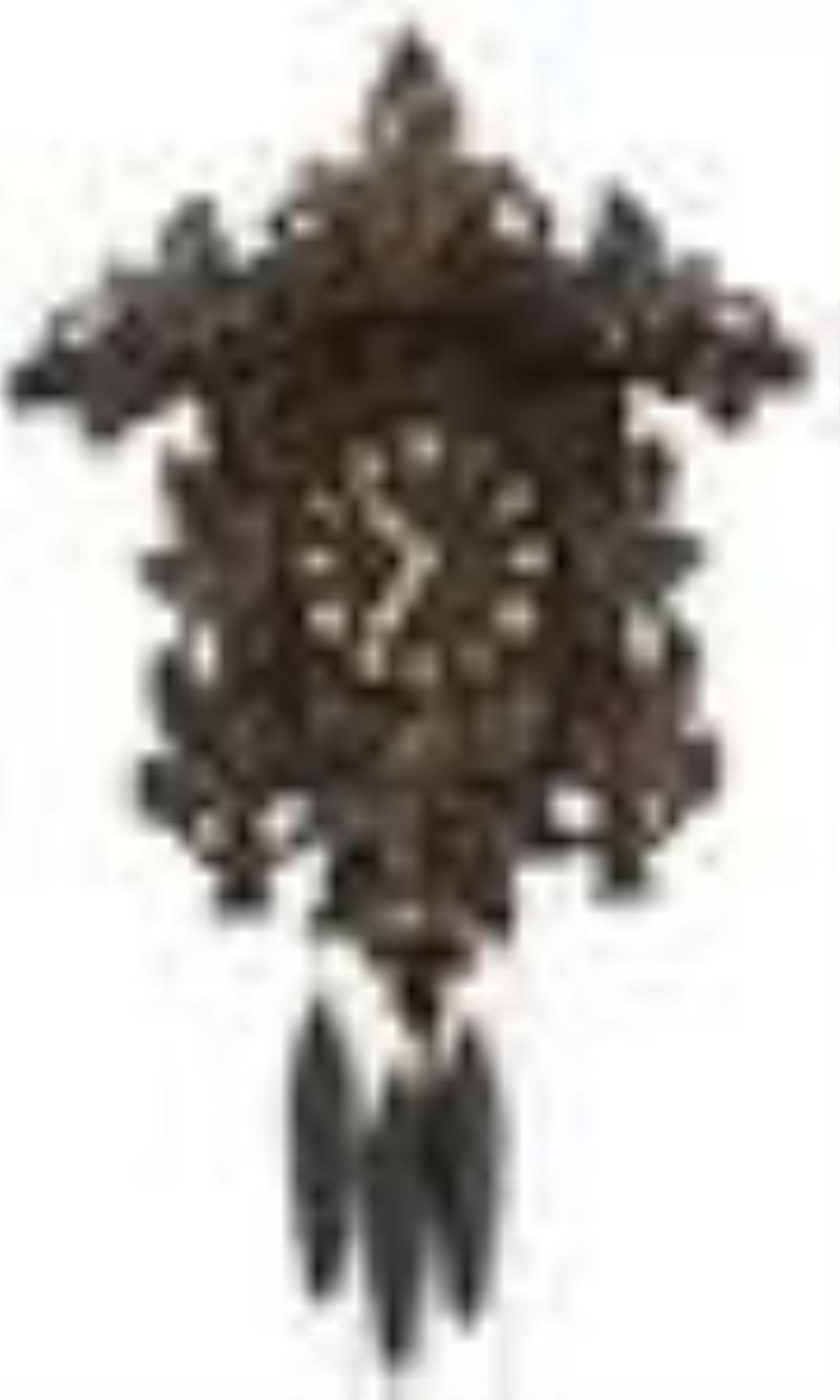 Black Forest Carved Cuckoo & Quail Wall Clock