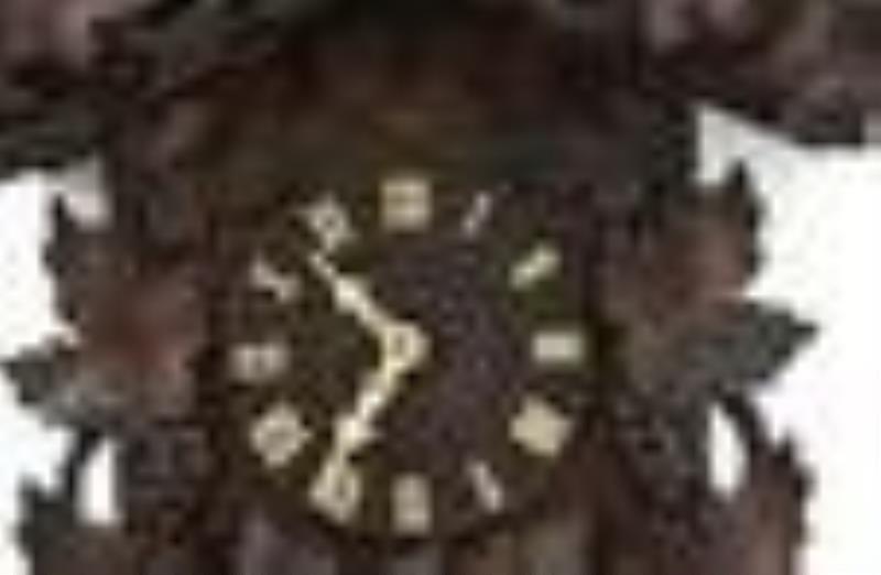 Black Forest Carved Cuckoo & Quail Wall Clock