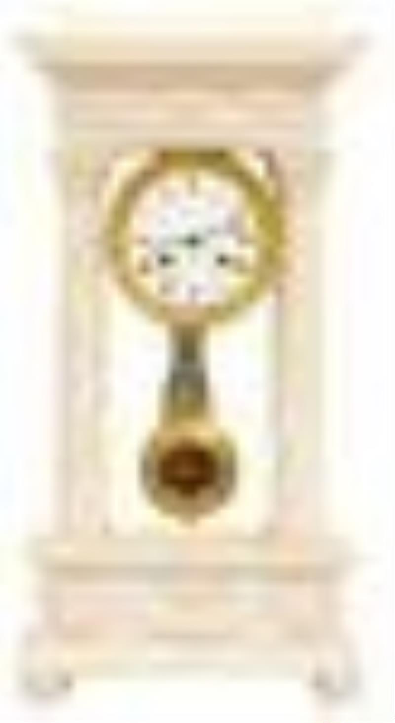 French Empire Style Alabaster Portico Clock