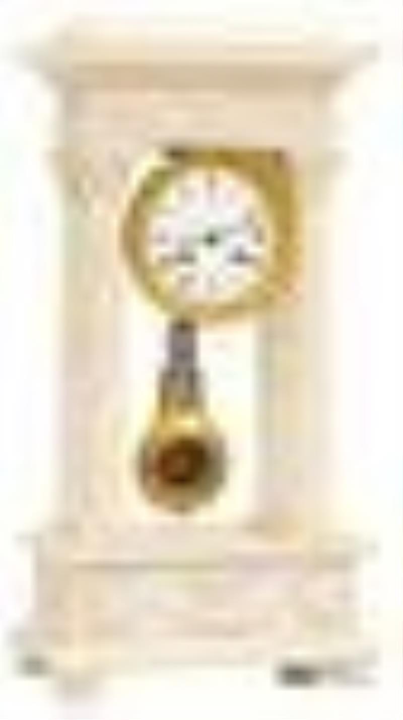 French Empire Style Alabaster Portico Clock