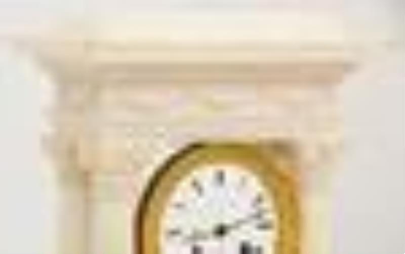French Empire Style Alabaster Portico Clock