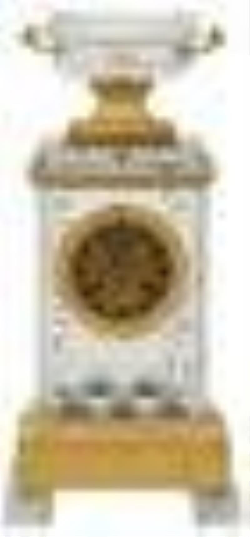 French Empire Gilt Bronze & Crystal Mantel Clock