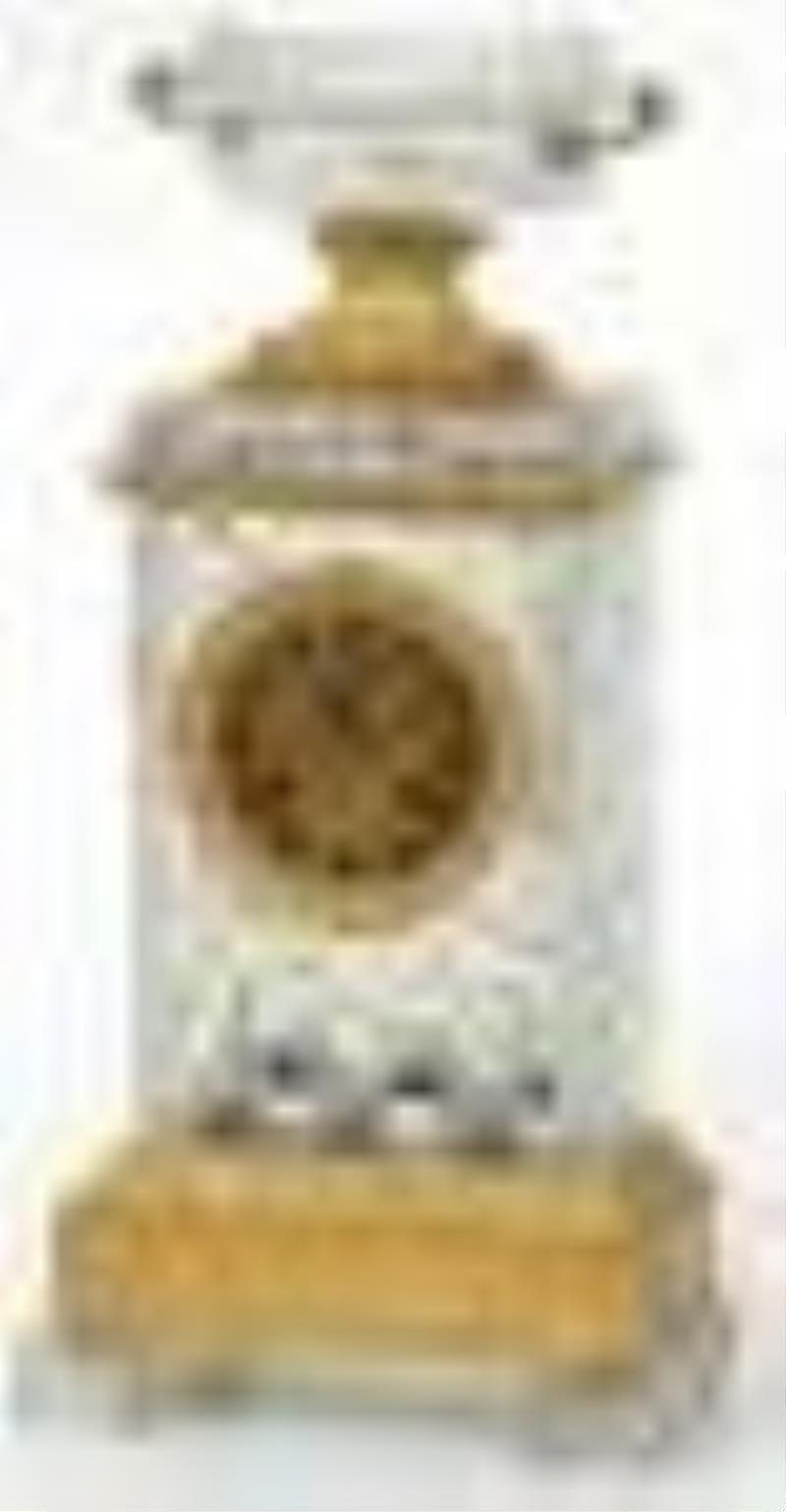 French Empire Gilt Bronze & Crystal Mantel Clock