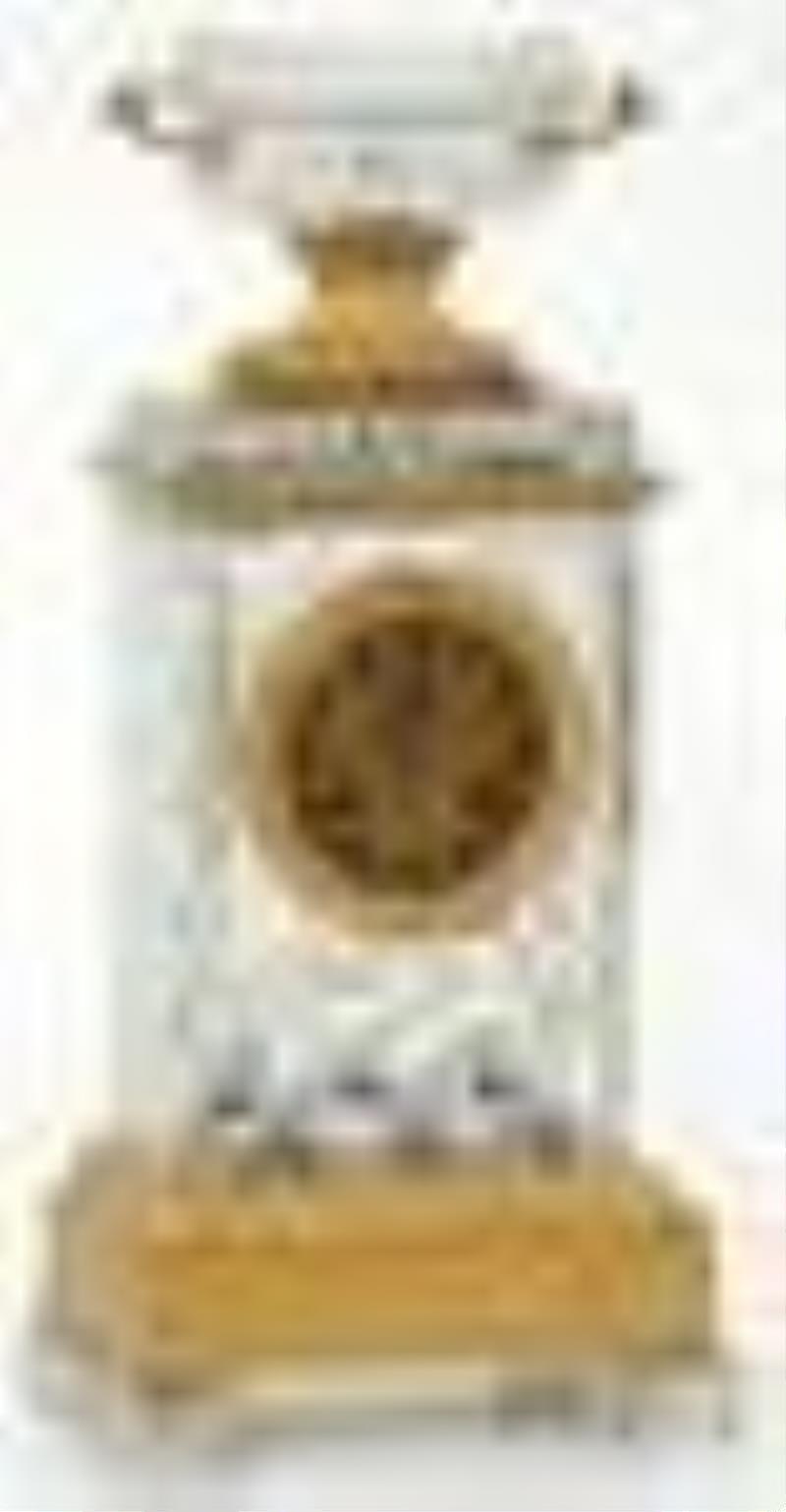 French Empire Gilt Bronze & Crystal Mantel Clock