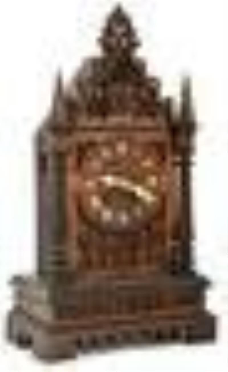 Black Forest Carved Double Fusee Mantel Clock