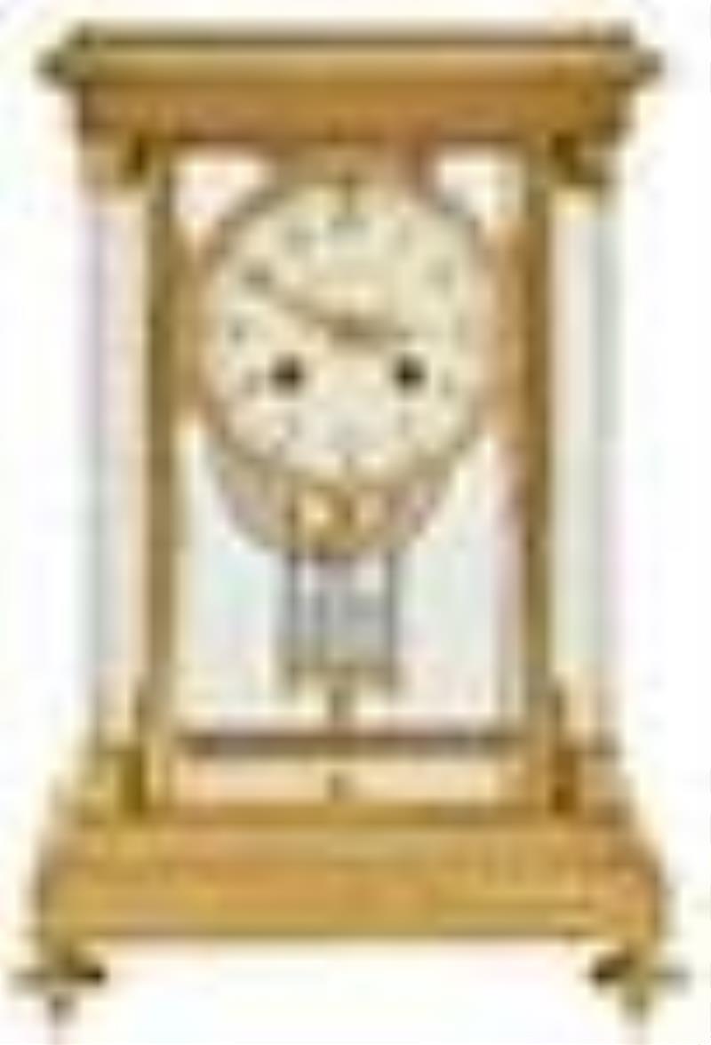 French Gilt Brass & Glass Crystal Regulator Clock