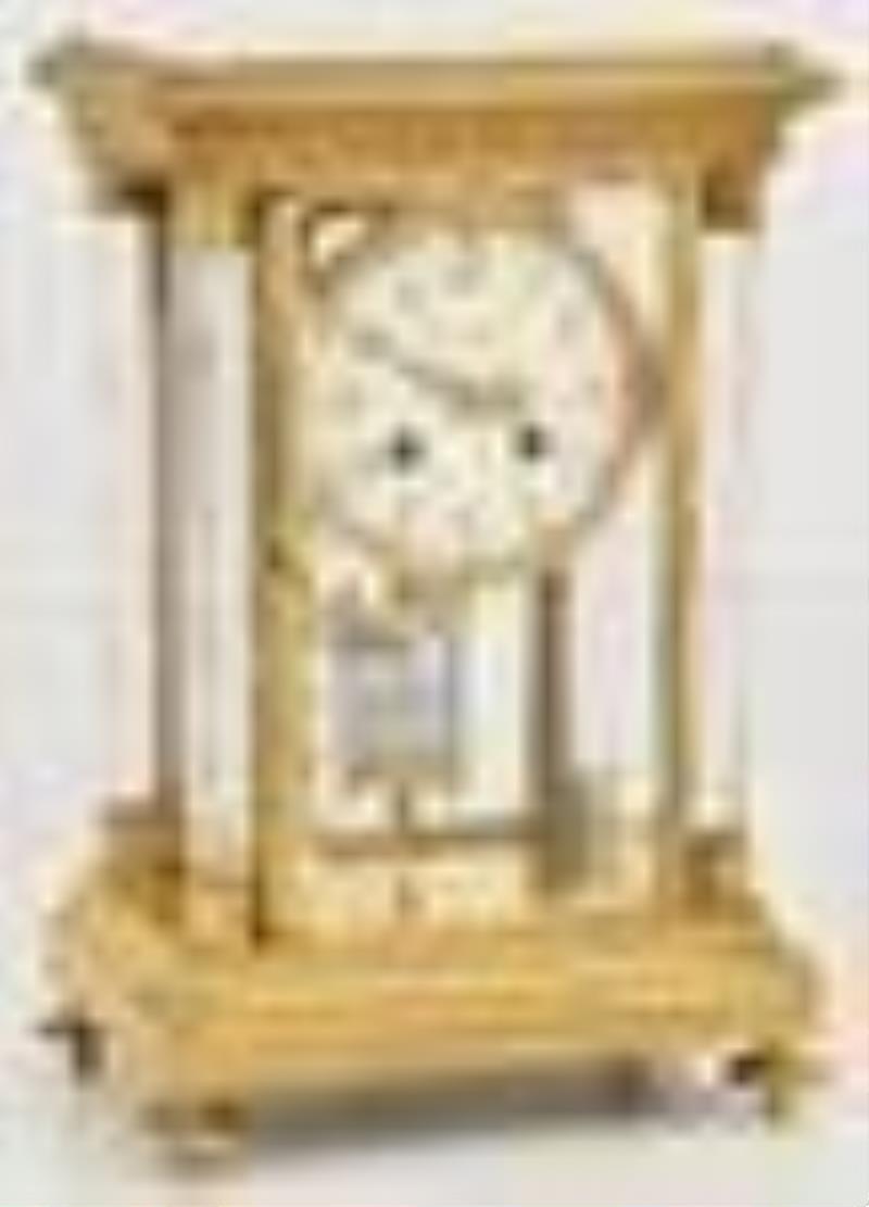 French Gilt Brass & Glass Crystal Regulator Clock