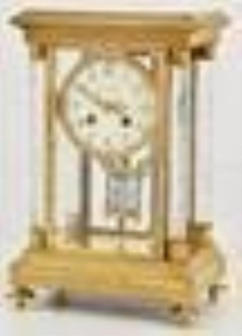 French Gilt Brass & Glass Crystal Regulator Clock