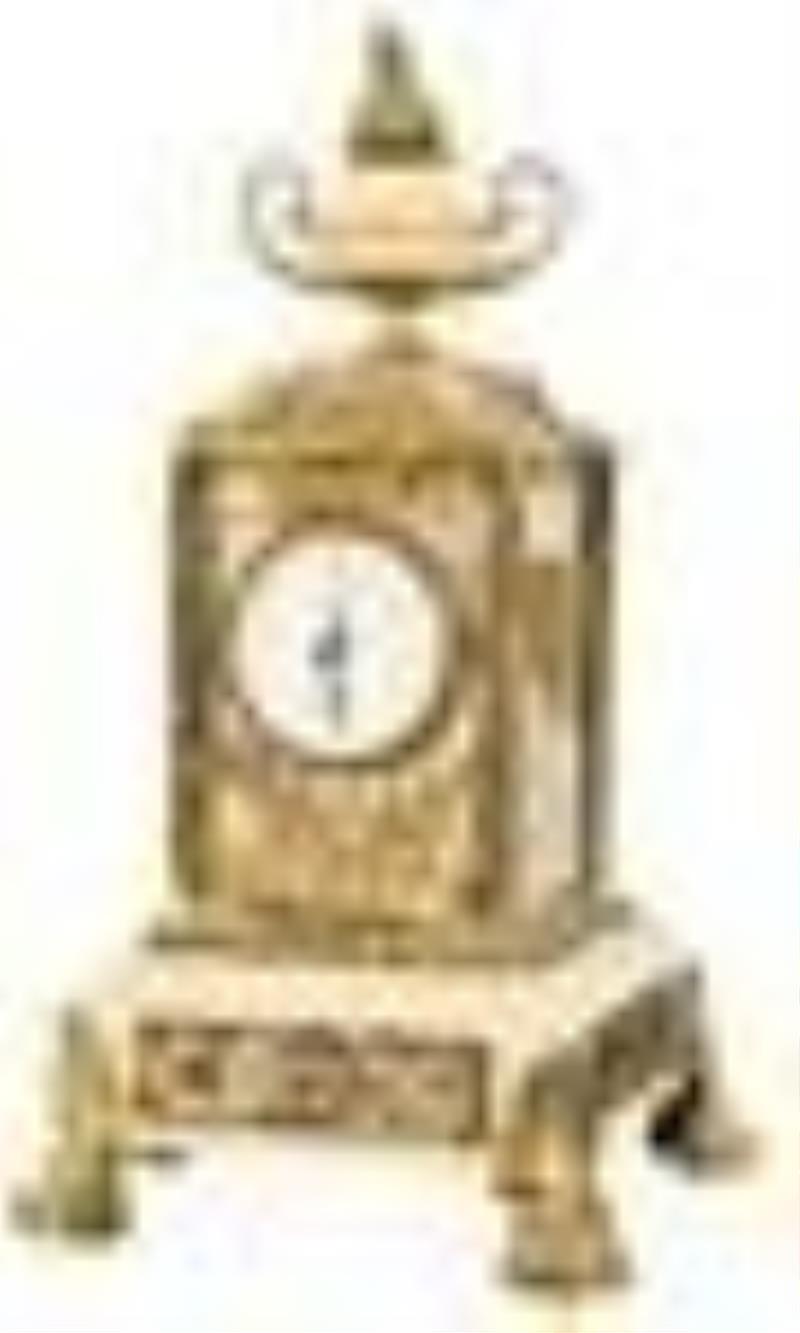 French Gilt Metal & Alabaster Desk Clock