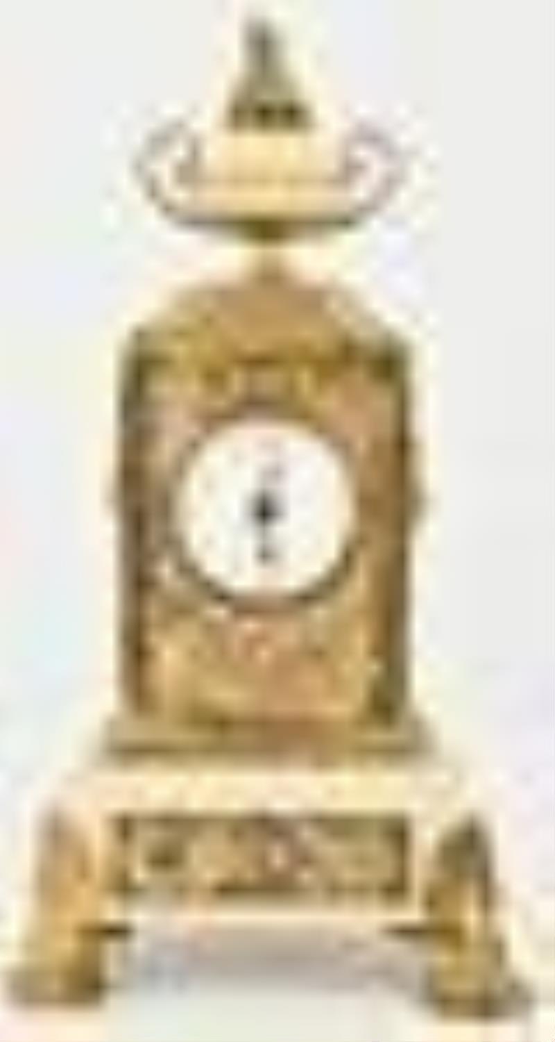 French Gilt Metal & Alabaster Desk Clock
