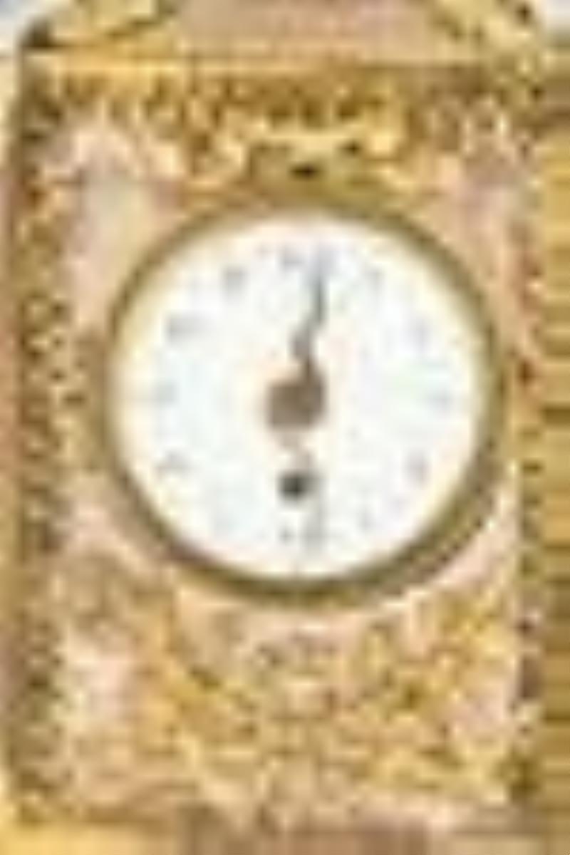 French Gilt Metal & Alabaster Desk Clock