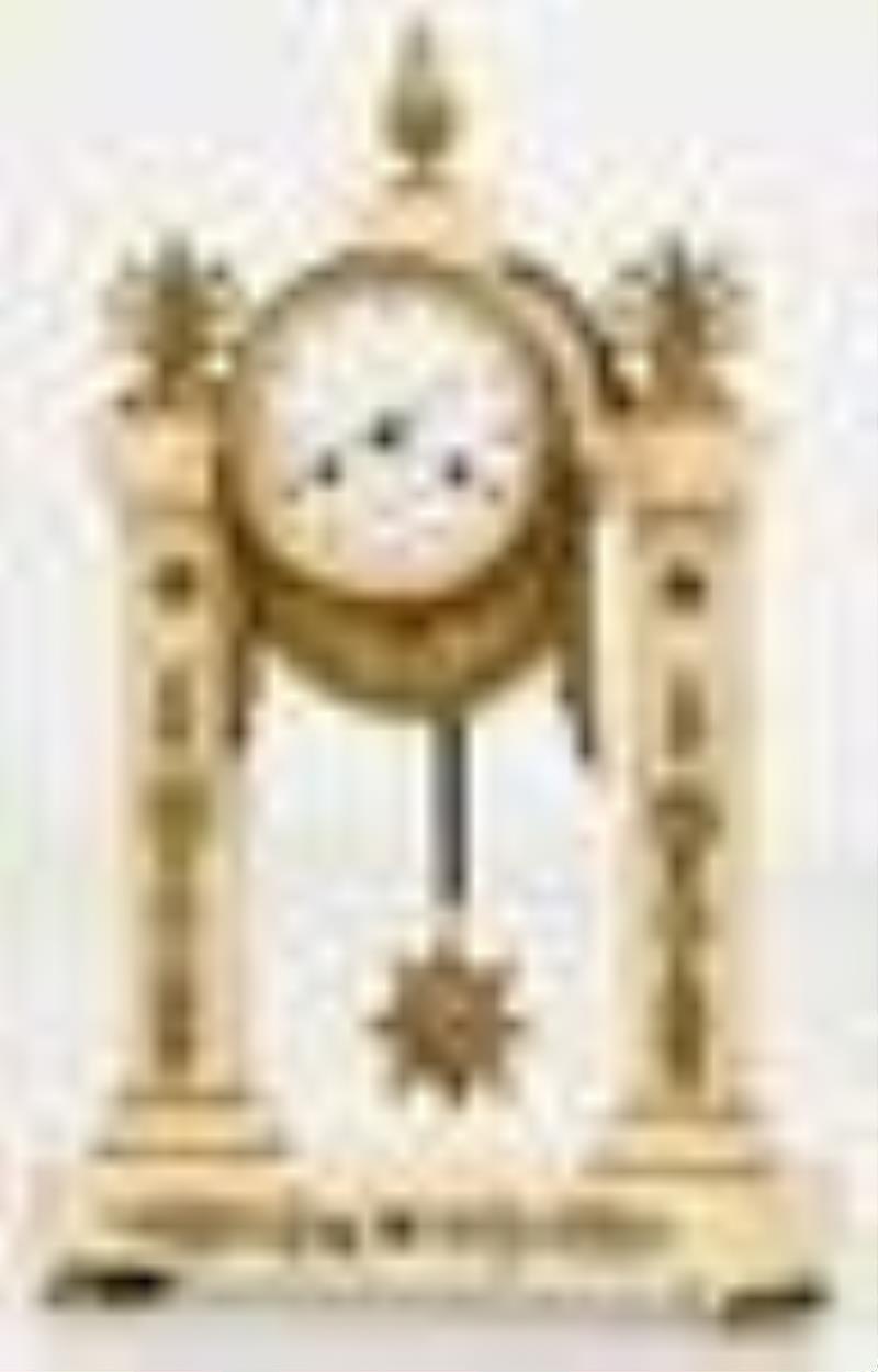 French Gilt Bronze & Marble Mantel Clock