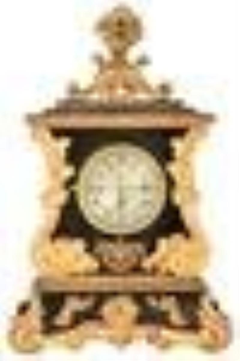 Austrian Gilt Metal & Ebonized Mantel Clock