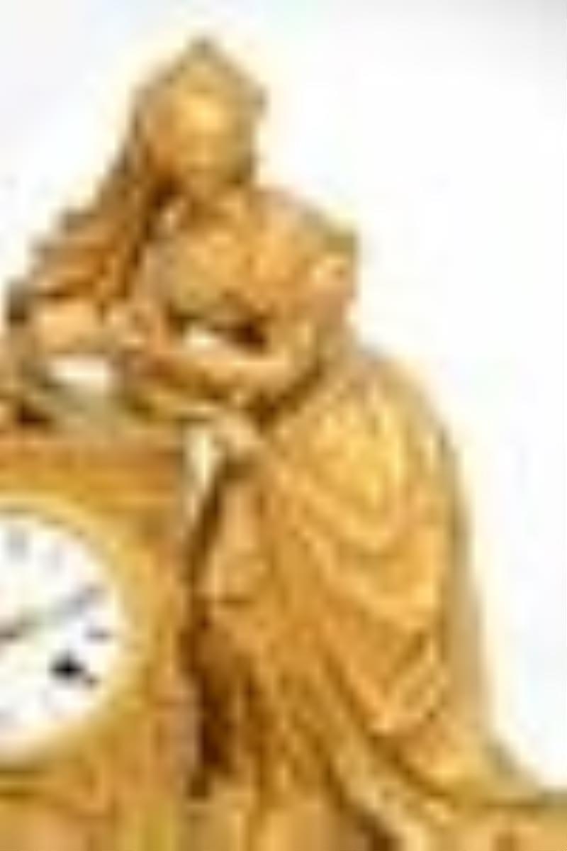 French Gilt Bronze Silk Thread Mantel Clock