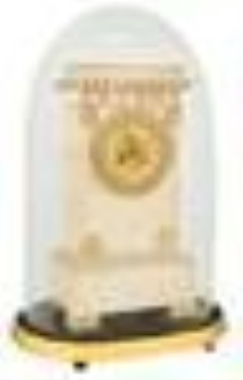 French Alabaster Silk Thread Mantel Clock with Dome