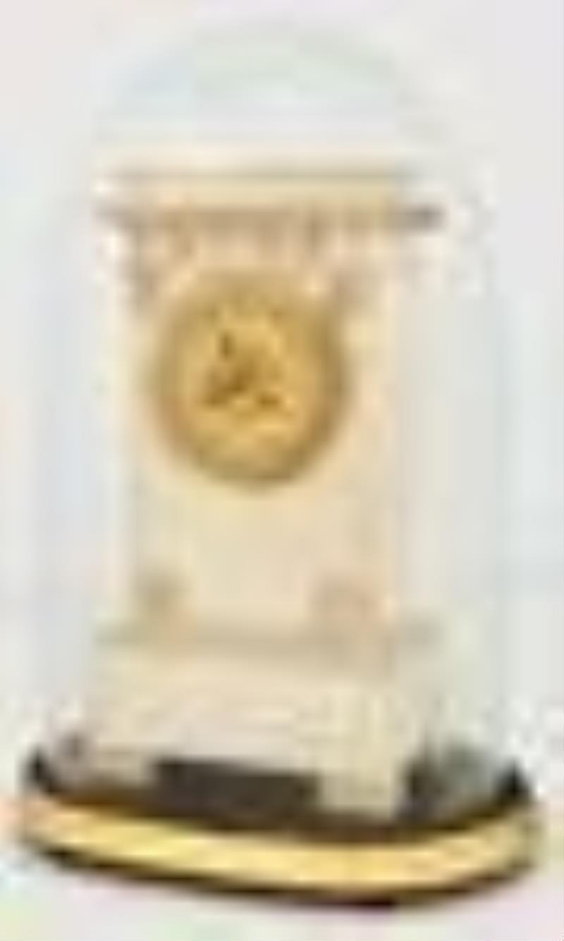 French Alabaster Silk Thread Mantel Clock with Dome