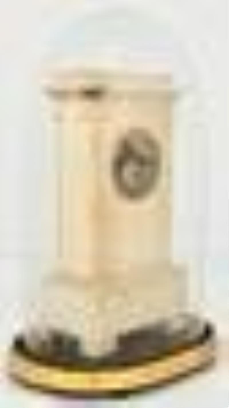 French Alabaster Silk Thread Mantel Clock with Dome