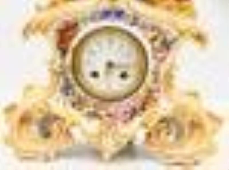 French Porcelain Figural Mantel Clock