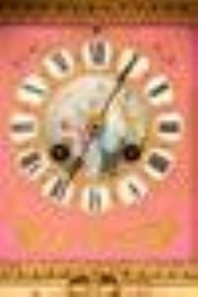 French Gilt Bronze & Porcelain Mantel Clock