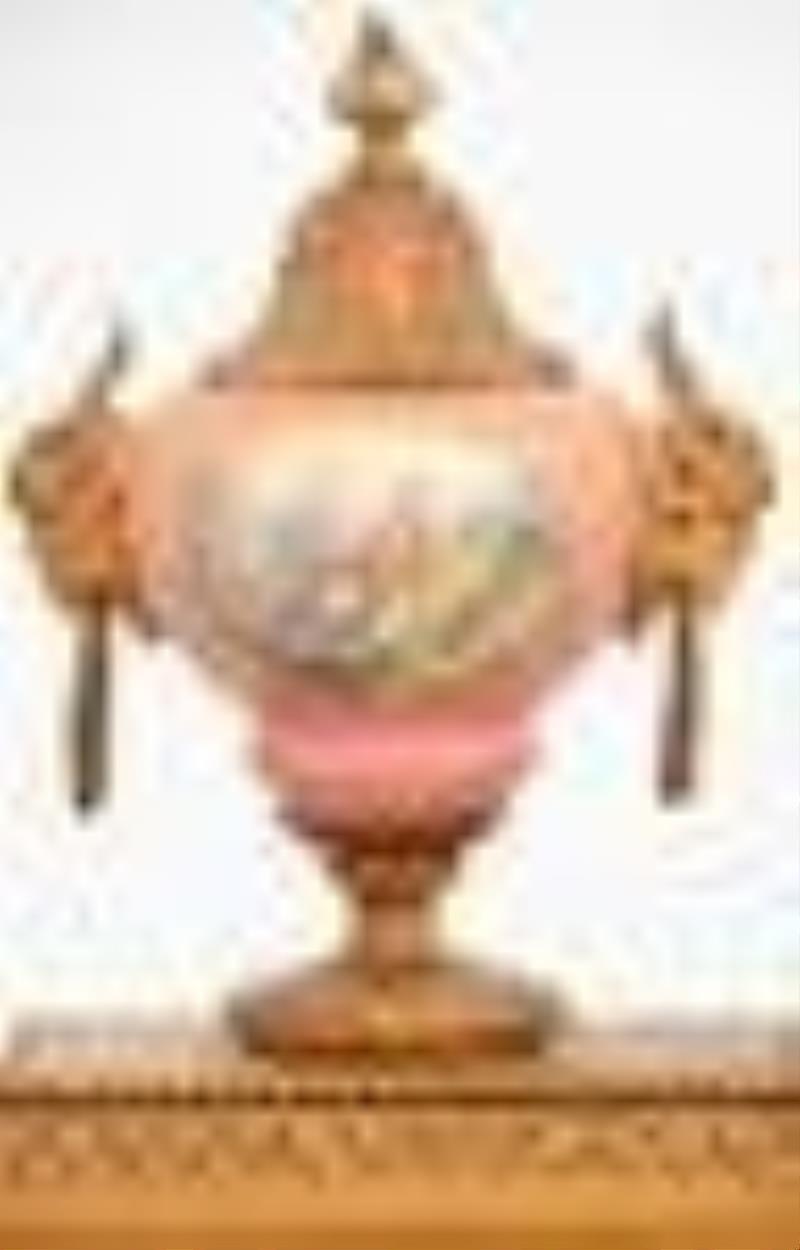 French Gilt Bronze & Porcelain Mantel Clock