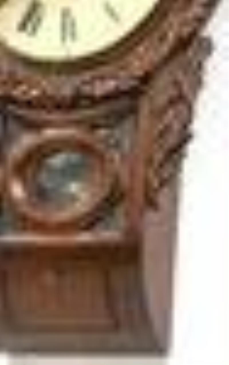 Black Forest Carved Double Fusee Wall Clock, Attributed