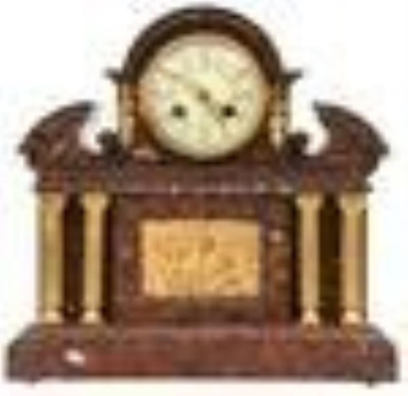 Tiffany & Co. Gilt Bronze & Rouge Marble Mantel Clock