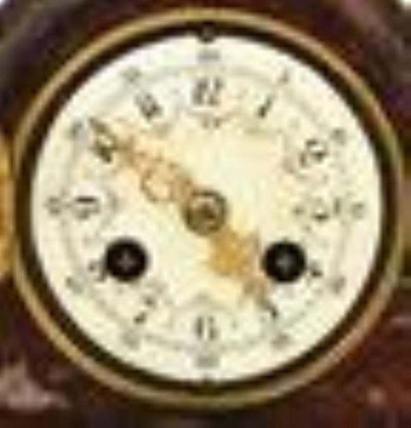 Tiffany & Co. Gilt Bronze & Rouge Marble Mantel Clock
