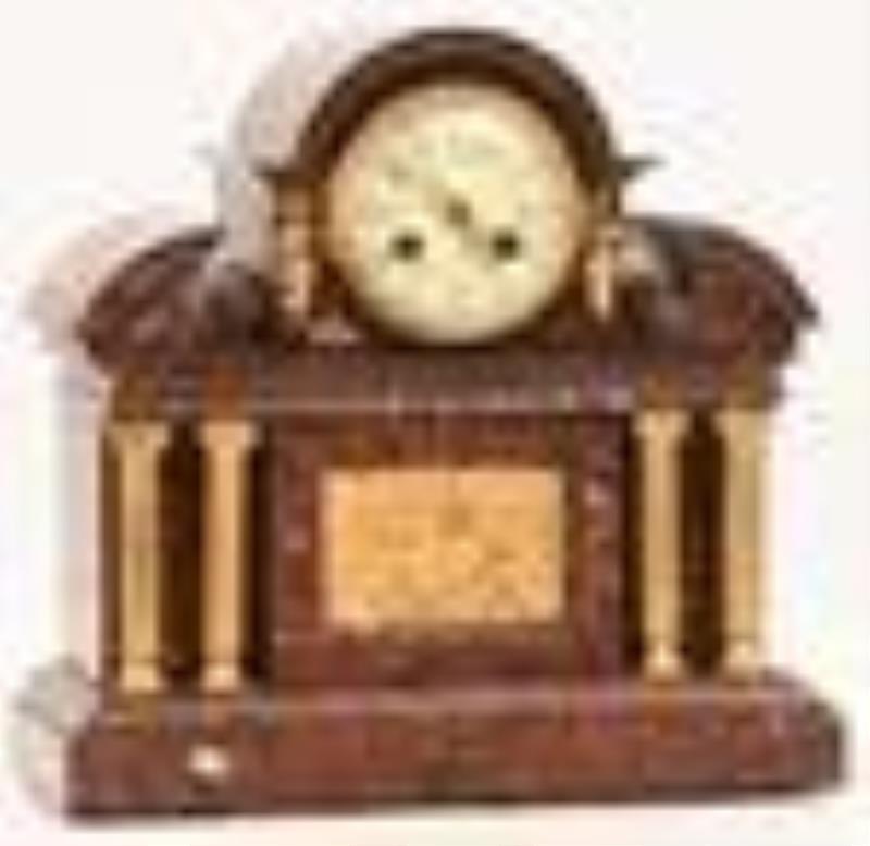 Tiffany & Co. Gilt Bronze & Rouge Marble Mantel Clock