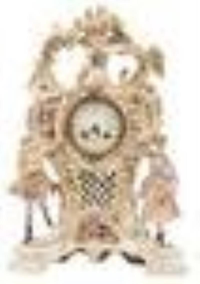 German Porcelain Figural Mantel Clock by Schierholz