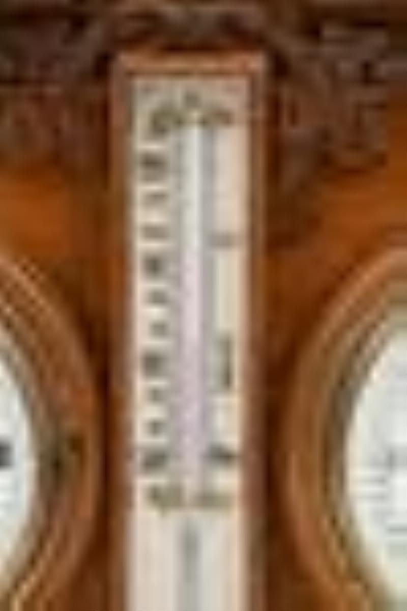 French Oak Clock & Barometer Weather Station