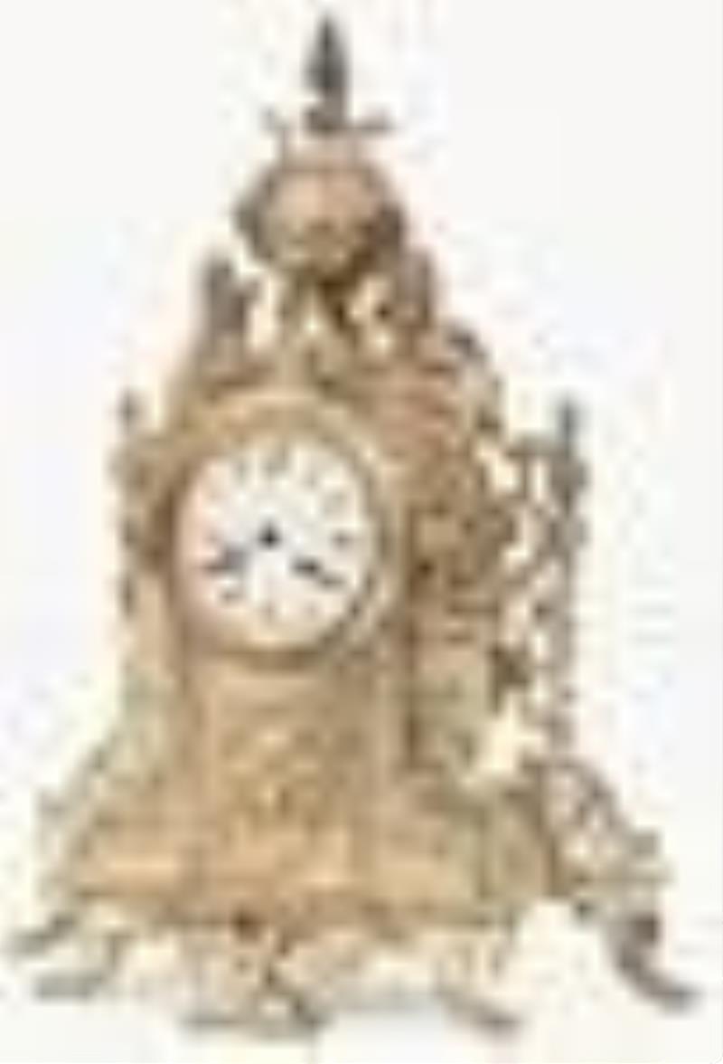 French Silvered Bronze Mantel Clock