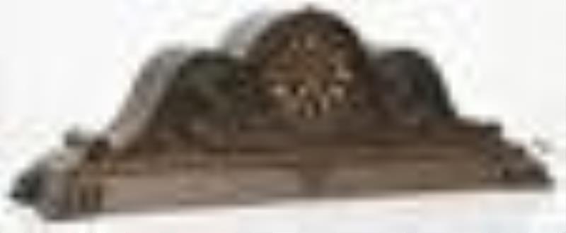 German Carved Oak Tambour Mantel Clock