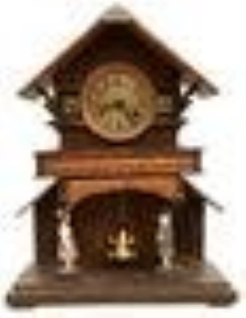 Black Forest Carved Swinging Doll Automaton Clock